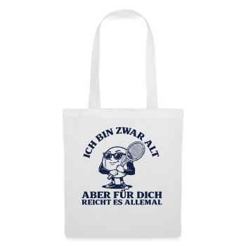 Tennis Bin zwar alt Lustiger Retro Tennisspieler - Stoffbeutel - Weiß - Vorne