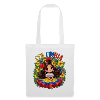 Colombian Flag Colombia Cute Girl - Tote Bag - white - Front