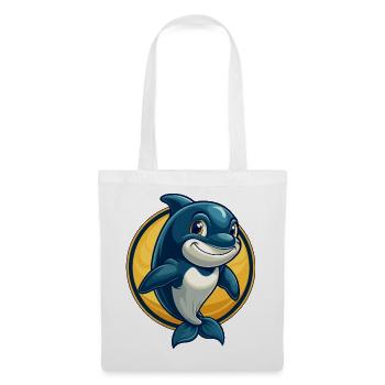 Orca Kawaii Maskottchen-Cartoon-Charakter-Clipart-Logo - Stoffbeutel - Weiß - Vorne