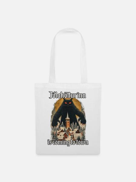 Jólakötturinn Yule Cat Isländische Weihnachtskatze - Stoffbeutel - Weiß