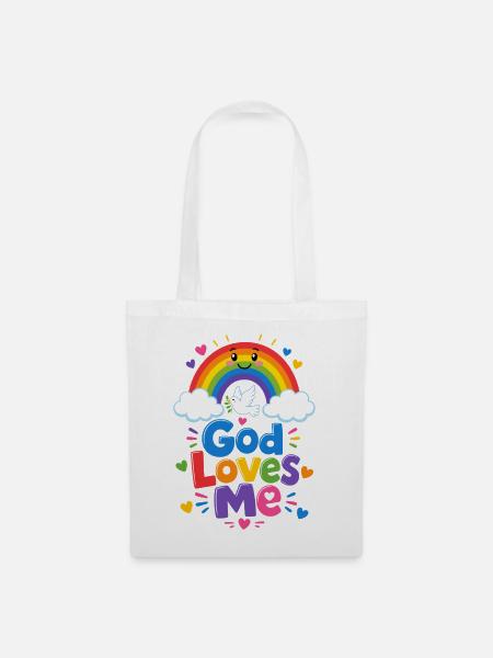 Gott liebt mich Regenbogen - Stoffbeutel - Weiß