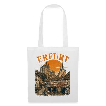  Vintage Erfurt Skyline historische Straßenansicht - Stoffbeutel - Weiß - Vorne