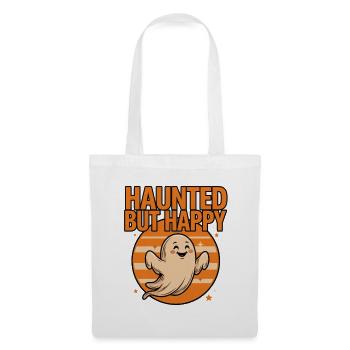 Halloween fantôme mignon – Hanté mais heureux - Sac en tissu - blanc - Devant