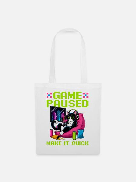 Gamer Gaming Cat Video Game - Stoffbeutel - Weiß