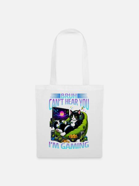 Gamer Gaming Cat Video Game - Stoffbeutel - Weiß