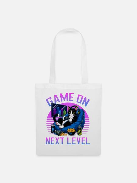 Gamer Gaming Cat Video Game - Stoffbeutel - Weiß
