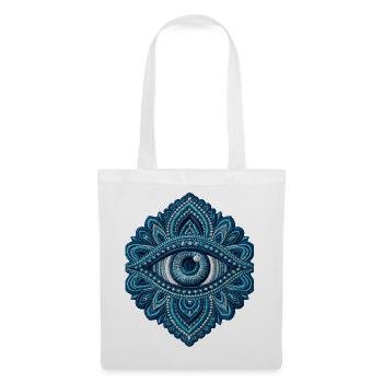 Auge im Stickerei-Look Mandala Geschenk - Stoffbeutel - Weiß - Vorne