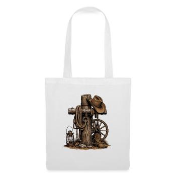 Western Rustic Post, Lasso and Hat - Tote Bag - white - Front