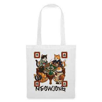 Meowjong Cute Cat Mahjong Game Social Club - Tote Bag - white - Front