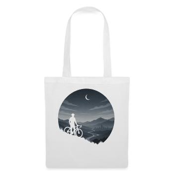 Night Ride Mountain Cyclist Moonlit Landscape Art - Stoffbeutel - Weiß - Vorne
