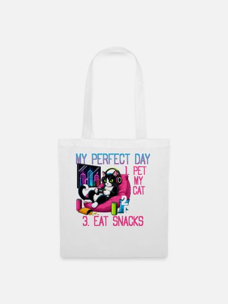 Gamer Gaming Cat Video Game - Stoffbeutel - Weiß