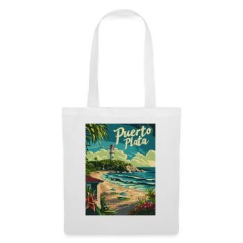  Puerto Plata Karibik Strand und Leuchtturm - Stoffbeutel - Weiß - Vorne