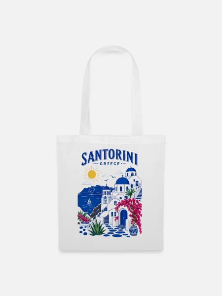 Santorini, Griechenland, Reisedesign - Stoffbeutel - Weiß