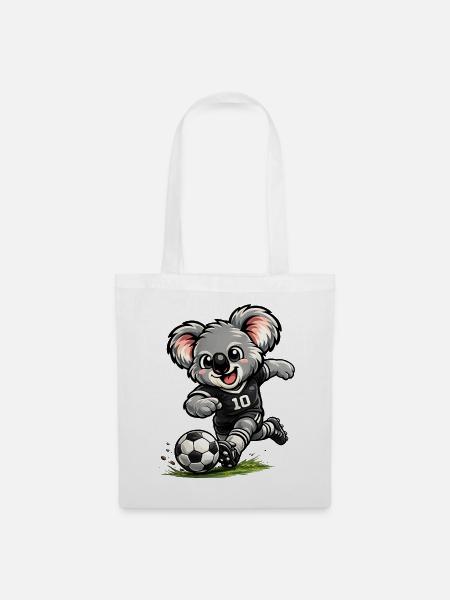 Süßer Koala spielt Fußball - Stoffbeutel - Weiß
