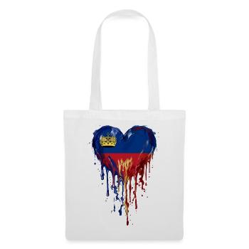 Liechtenstein Venezuela Flaggenherz Tropfenkunst - Stoffbeutel - Weiß - Vorne