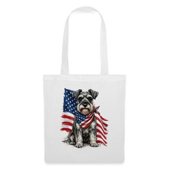 Patriotischer Schnauzer Stars, Stripes Hundestolz, - Stoffbeutel - Weiß - Vorne