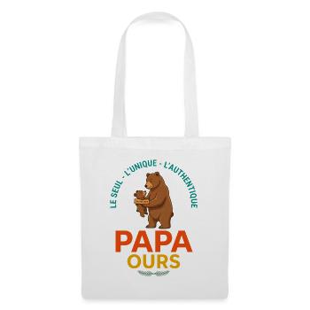 Papa Ours L'Authentique Cadeau Fête Des Pères - Sac en tissu - blanc - Devant
