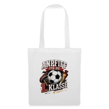 Anpfiff für die 1. Klasse. Einschulung Fußball - Stoffbeutel - Weiß - Vorne