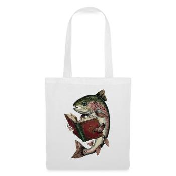 Bücherfisch Vintage Illustration - Stoffbeutel - Weiß - Vorne