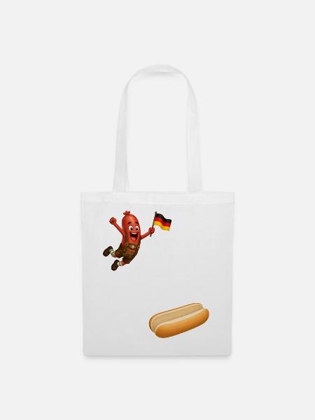 Schnitzel, das in ein Brötchen  - Stoffbeutel - Weiß