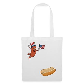 Hotdog jumps into the bun – Hotdog for the 4th of July - Tote Bag - white - Front
