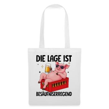 Die Lage Ist Besäufniserregend Schwein Bier - Stoffbeutel - Weiß - Vorne