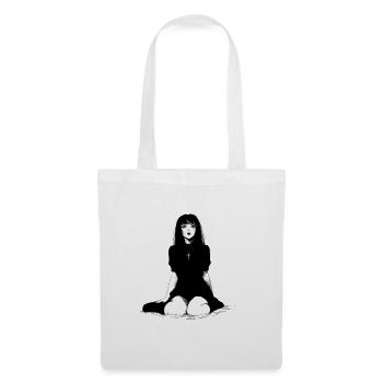 Gothic Maiden in Black Dress Illustration - Tote Bag - white - Front