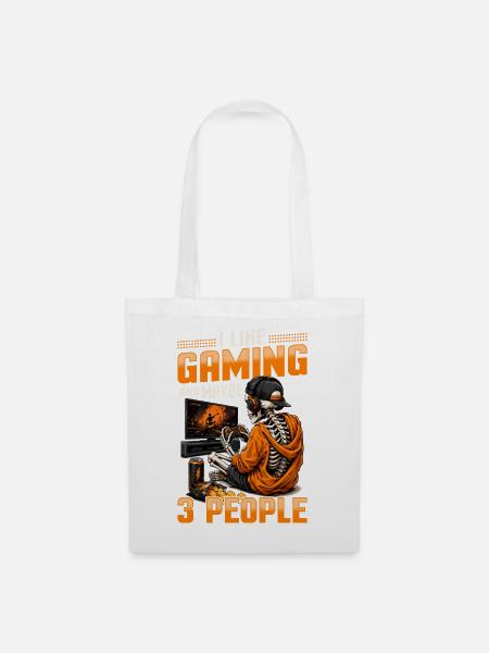 Skeleton Gamer Gaming Halloween - Stoffbeutel - Weiß