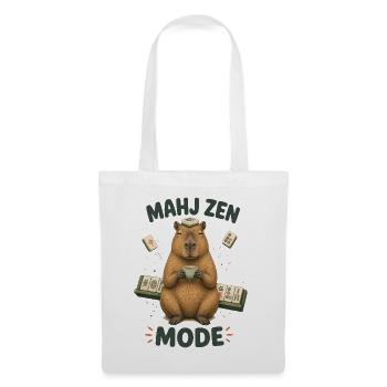 Mahjong Mahj Zen Mode Capybara - Stoffbeutel - Weiß - Vorne