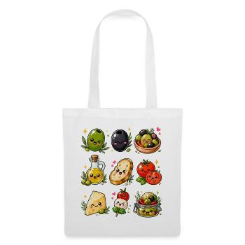 Kawaii Oliven | Mediterrane Küche - Stoffbeutel - Weiß - Vorne