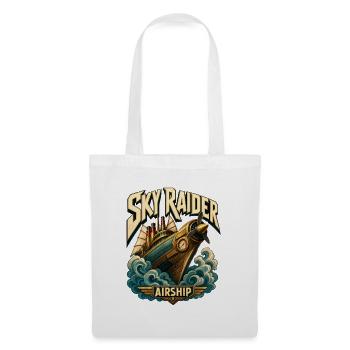 Steampunk-Piraten-Luftschiff, Sky Raider Pulp-Abenteuer - Stoffbeutel - Weiß - Vorne