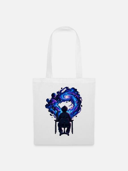 Kosmische Kreativität am Schreibtisch - Stoffbeutel - Weiß