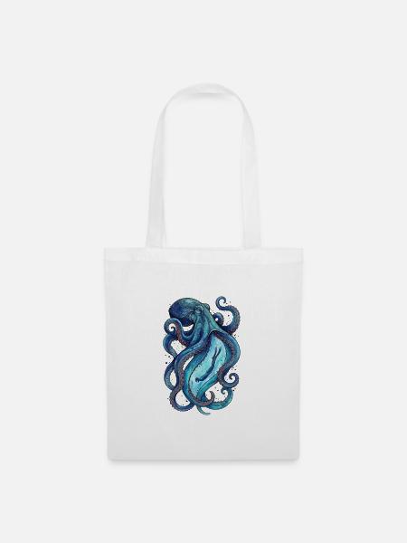Oceanic Adventure: Octopus Dive Art - Stoffbeutel - Weiß