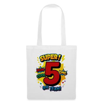 5th Birthday High Five Super Comic Number 5 Art - Stoffbeutel - Weiß - Vorne