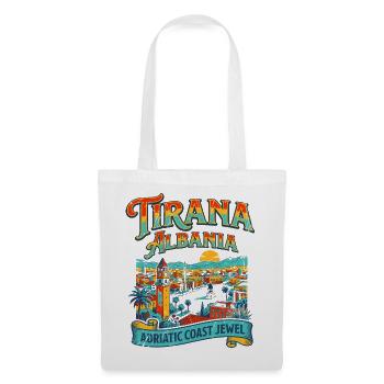 Vintage Tirana Albania Adriatic Coast Cityscape - Stoffbeutel - Weiß - Vorne