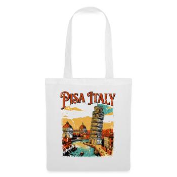 Retro Pisa Italy Travel Poster Typography Art - Stoffbeutel - Weiß - Vorne