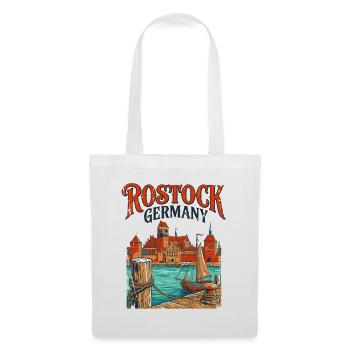 Vintage Rostock Cityscape Travel Novelty For - Stoffbeutel - Weiß - Vorne