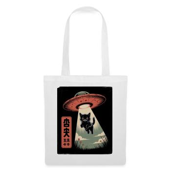 UFO Katze - Stoffbeutel - Weiß - Vorne