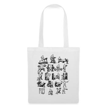 Backprint: Workout Gym, Muskelaufbau, Fitness Gym - Stoffbeutel - Weiß - Vorne