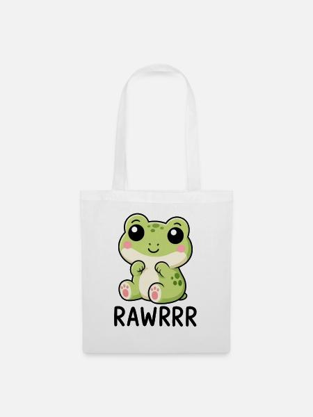 Süßer Frosch Kawaii Cartoon - Stoffbeutel - Weiß