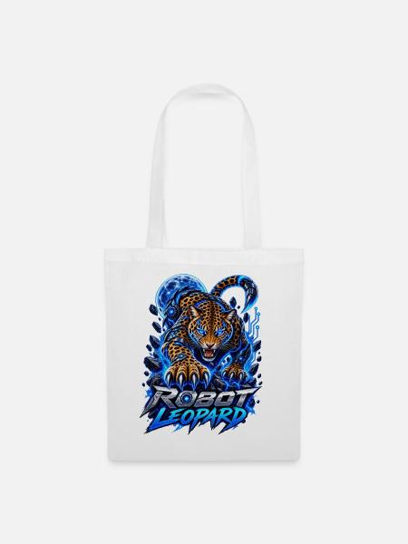 Robot Leopard – Cyber Leopard - Stoffbeutel - Weiß