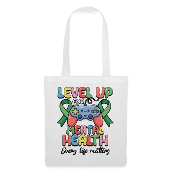 Level Up für den Welttag der psychischen Gesundheit - Stoffbeutel - Weiß - Vorne