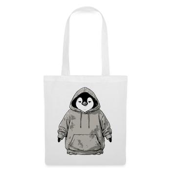 Niedlicher Pinguin Mit Kapuze Lustig - Stoffbeutel - Weiß - Vorne
