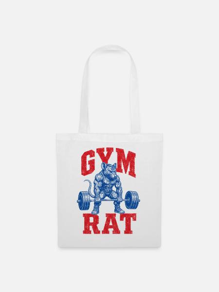 Gym Rat Lustiges Bodybuilder-Gewichtheben-Workout - Stoffbeutel - Weiß