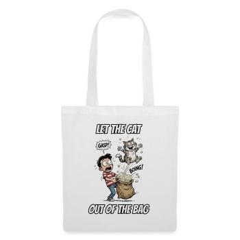 Lass die Katze aus dem Sack – lustige Idiom-Zeichentrickserie - Stoffbeutel - Weiß - Vorne
