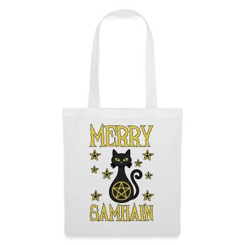 Fröhliche Samhain Hexenkatze Samhain Wicca Wicca - Stoffbeutel - Weiß - Vorne