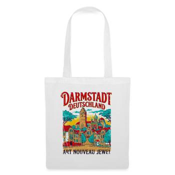 City Retro Art Nouveau Darmstadt Germany Travel - Stoffbeutel - Weiß - Vorne