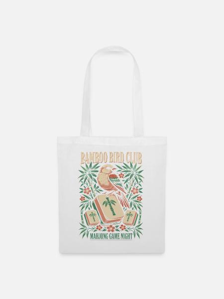 Bambusvogel Klub Mahjong Nacht - Stoffbeutel - Weiß