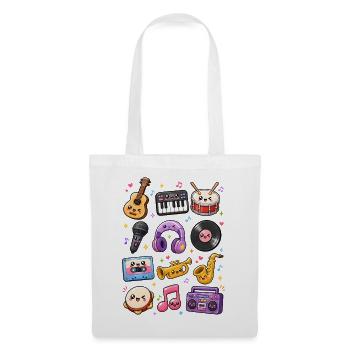 Kawaii Musik | Instrumente & Retro - Stoffbeutel - Weiß - Vorne