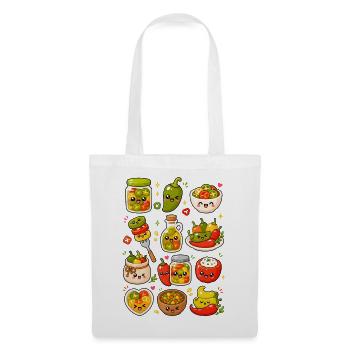 Kawaii Peperoni | Scharf & Eingelegt - Stoffbeutel - Weiß - Vorne
